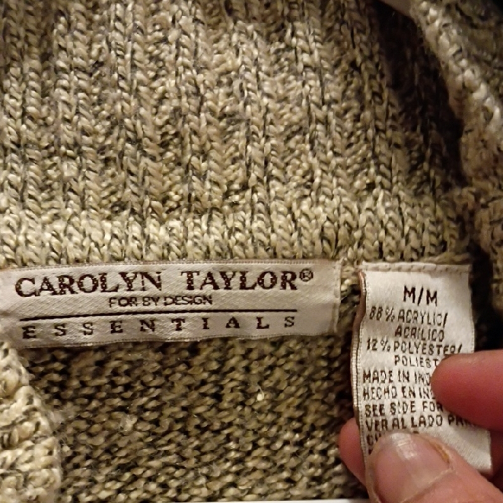 Carolyn Taylor Cream Cowl Neck Sweater with Textured Knit
